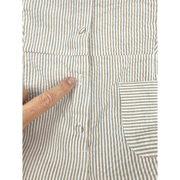 For Love & Lemons Emmy Sleep Romper Brown Seersucker and Lace Size Small - Picture 13 of 16